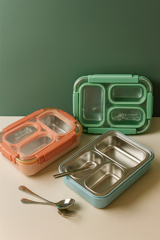 Tokyo Table Lunch Box | 3 Compartment - 710ML (100% Spill and Leak Proof)