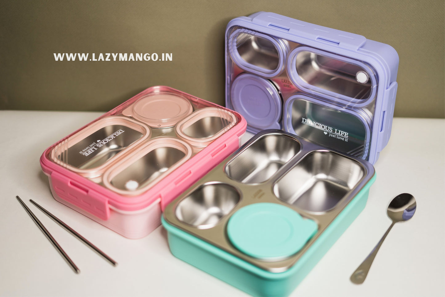 OfficeMate Bento Box | 4 Compartments - 800ML (100% Leak & Spill Proof)