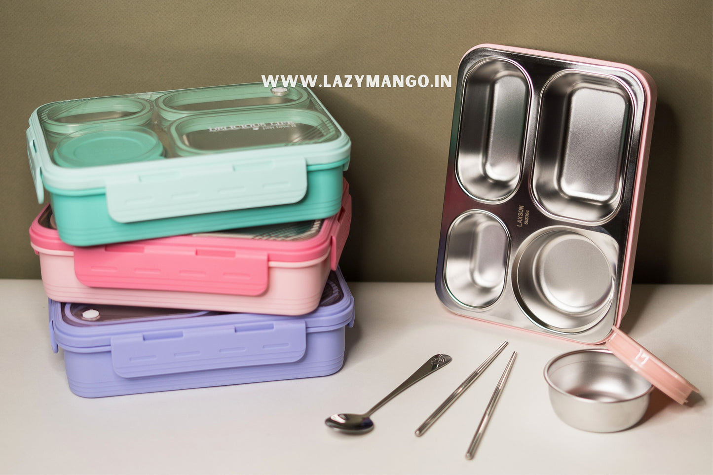 OfficeMate Bento Box | 4 Compartments - 800ML (100% Leak & Spill Proof)