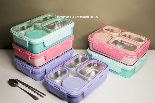 OfficeMate Bento Box | 4 Compartments - 800ML (100% Leak & Spill Proof)