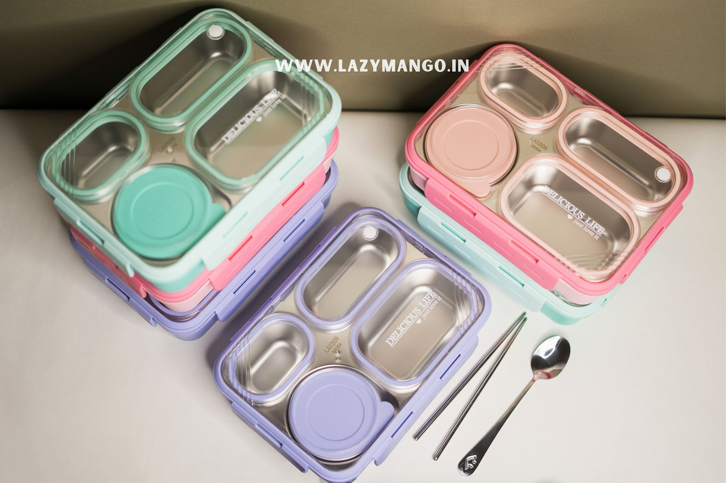 OfficeMate Bento Box | 4 Compartments - 800ML (100% Leak & Spill Proof)