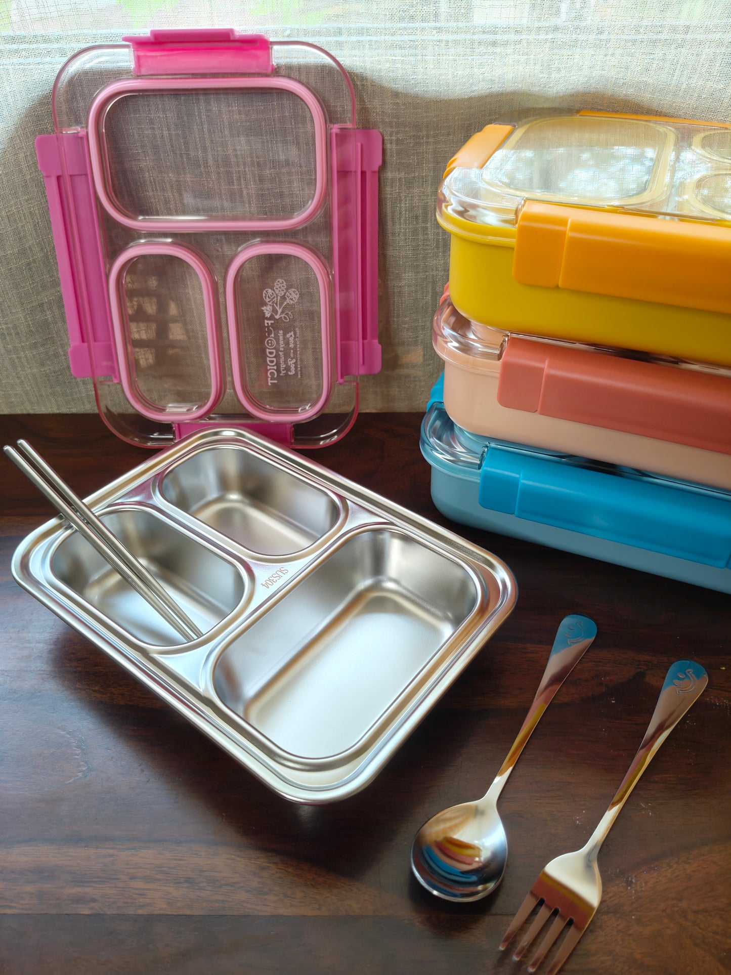Tokyo Table Lunch Box | 3 Compartment - 710ML (100% Spill and Leak Proof)
