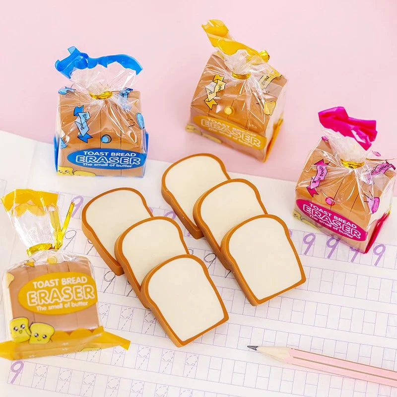 Mini Toast Erasers - (Set of 4)