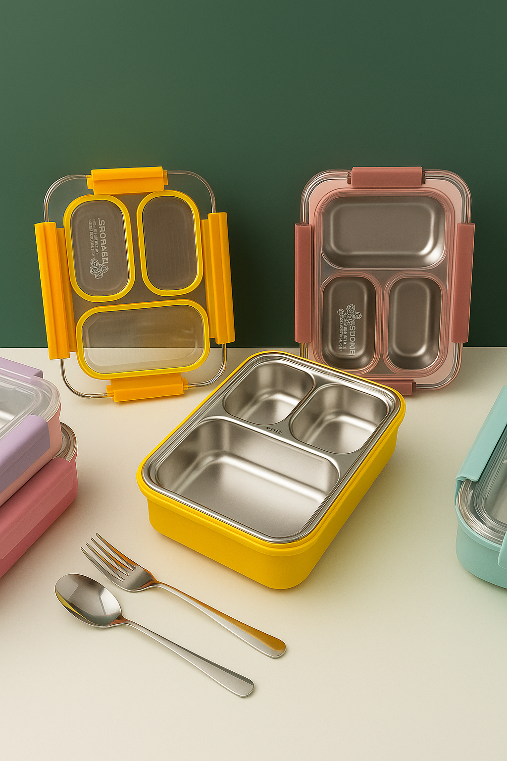 Tokyo Table Lunch Box | 3 Compartment - 710ML (100% Spill and Leak Proof)