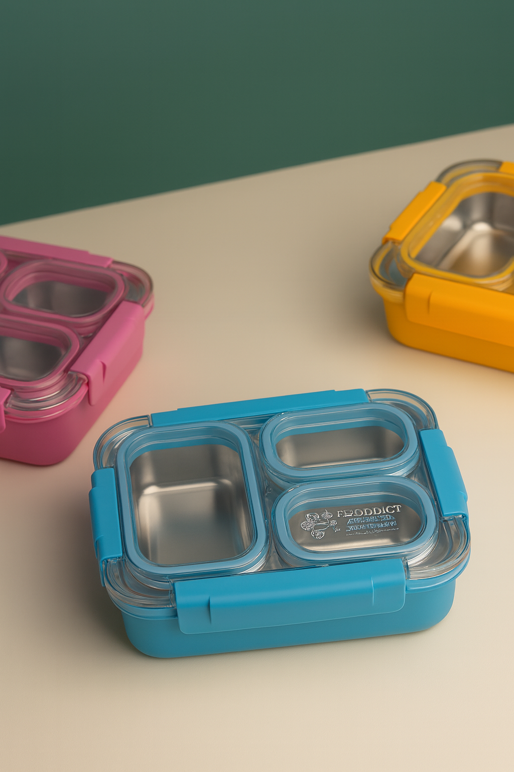 Tokyo Table Lunch Box | 3 Compartment - 710ML (100% Spill and Leak Proof)