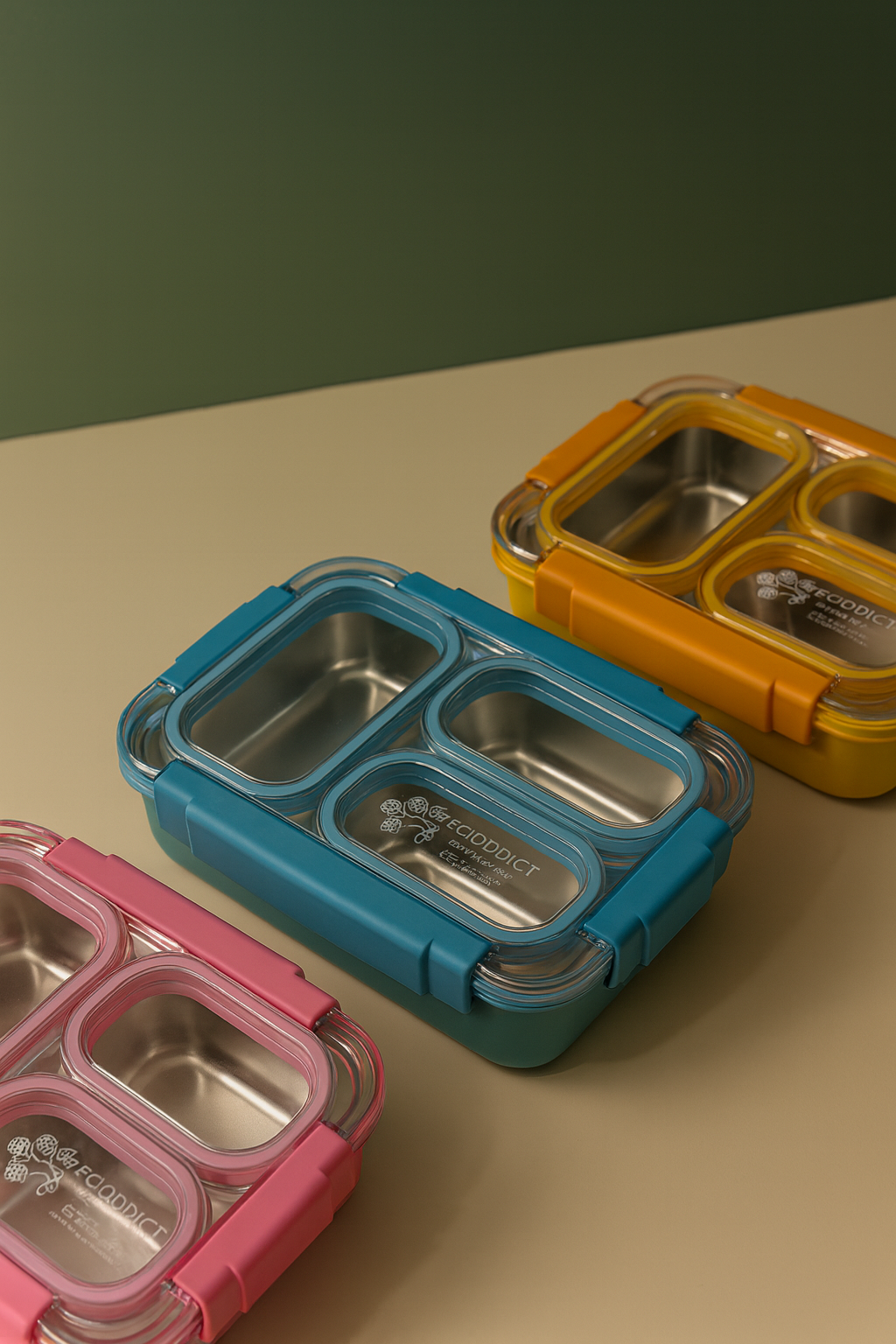 Tokyo Table Lunch Box | 3 Compartment - 710ML (100% Spill and Leak Proof)