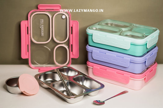 OfficeMate Bento Box | 4 Compartments - 800ML (100% Leak & Spill Proof)