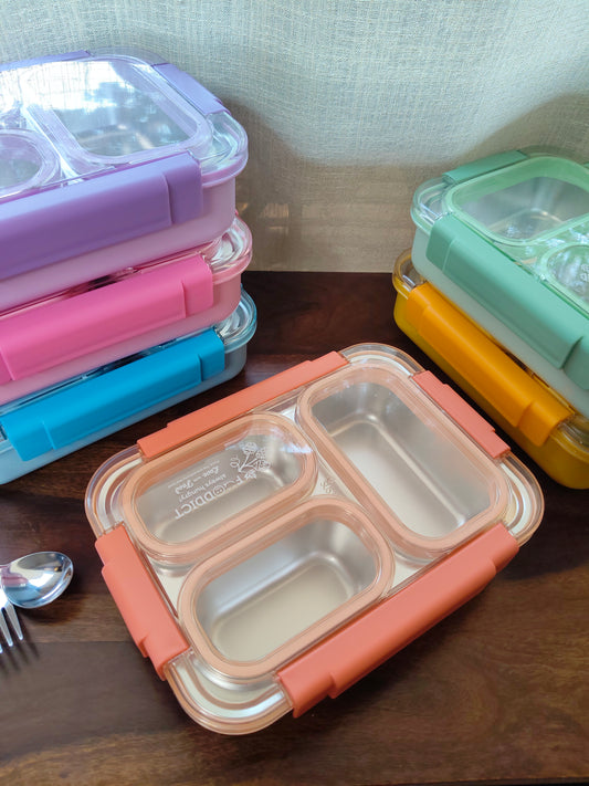Tokyo Table Lunch Box | 3 Compartment - 710ML (100% Spill and Leak Proof)